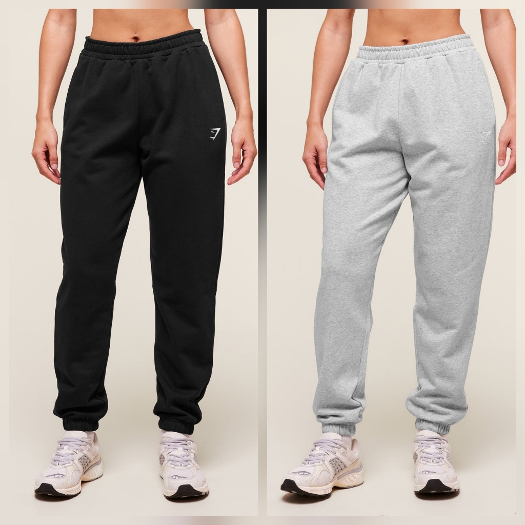 Gymshark Training Fleece Joggers Regular Fit Bundle Of 2 Grey/Black Size Small